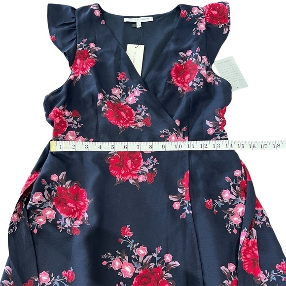 NWT Collective Concept (Nordstrom) Flutter Faux Wrap Dress Small Navy Floral - Picture 3 of 13